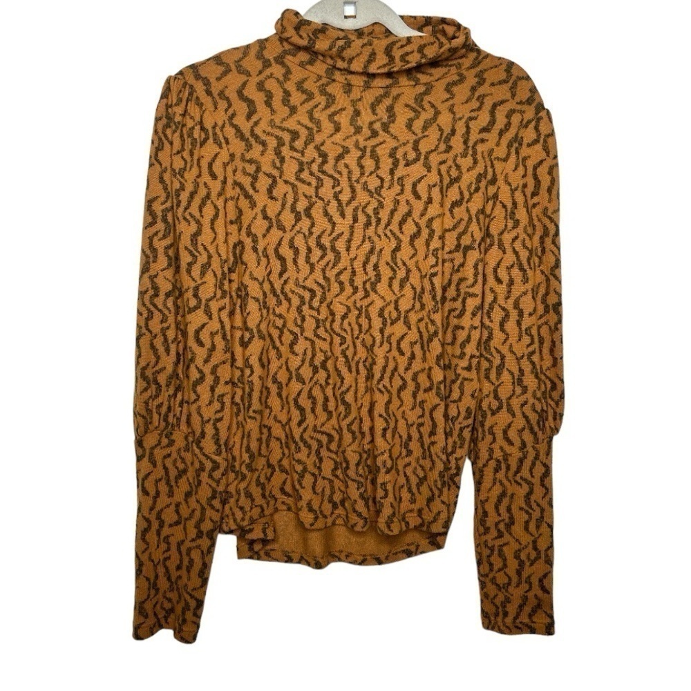 Anthropologie Puff Sleeve Printed Turtleneck Long Sleeve Top Women's Size Small - Picture 3 of 7